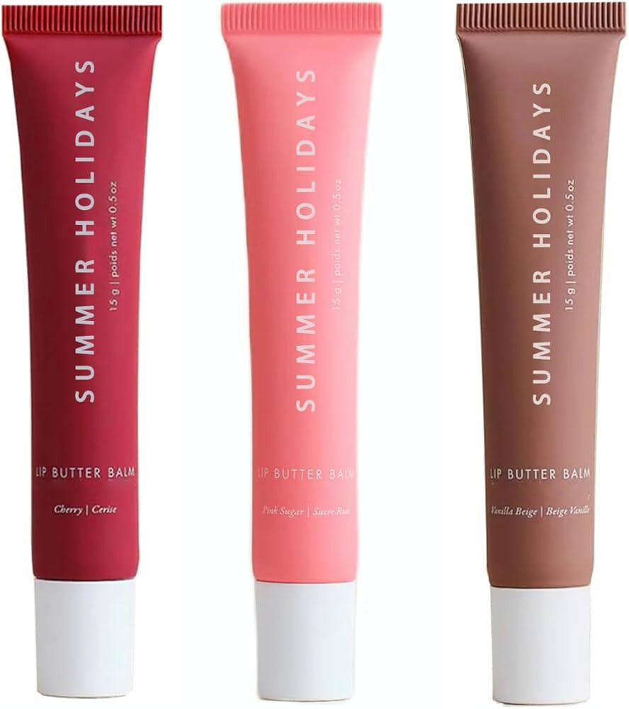 3 PACK Summer Holidays Lip Butter Balm Summer Lip Balm Summer Day & Friday Lip Gloss (Pink Sugar+... | Amazon (US)