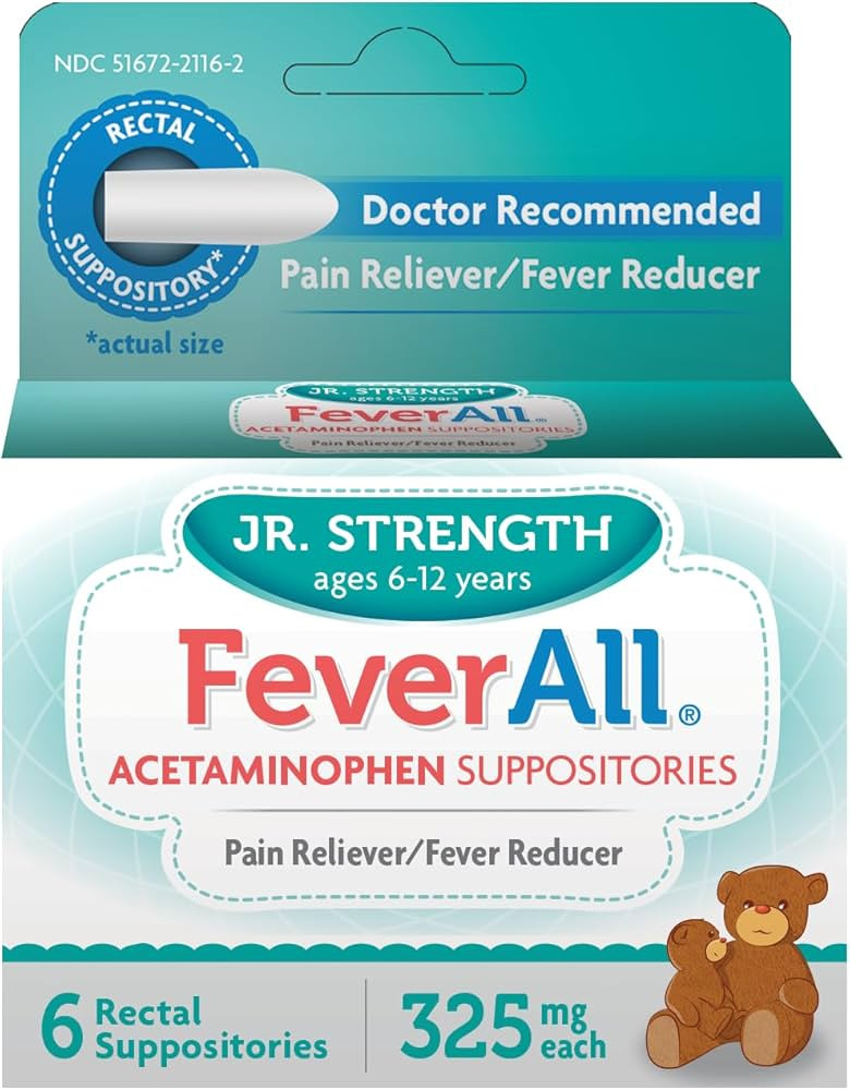 Feverall Children Acetaminophen Suppositories 6 Rectal Suppositories 325mg Each Pain Reliever/Fev... | Amazon (US)