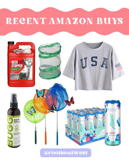 Some of my recent Amazon buys! My kids are loving the butterfly net and cage. This deer stopper works great for protecting my garden. The USA shirt is a great fit and will be perfect for 4th of july. My favorite energy drinks and the best BUGG spray. Also linked my favorite fly trap for our house this time of year.
-emily

#LTKSaleAlert #LTKSeasonal #LTKKids