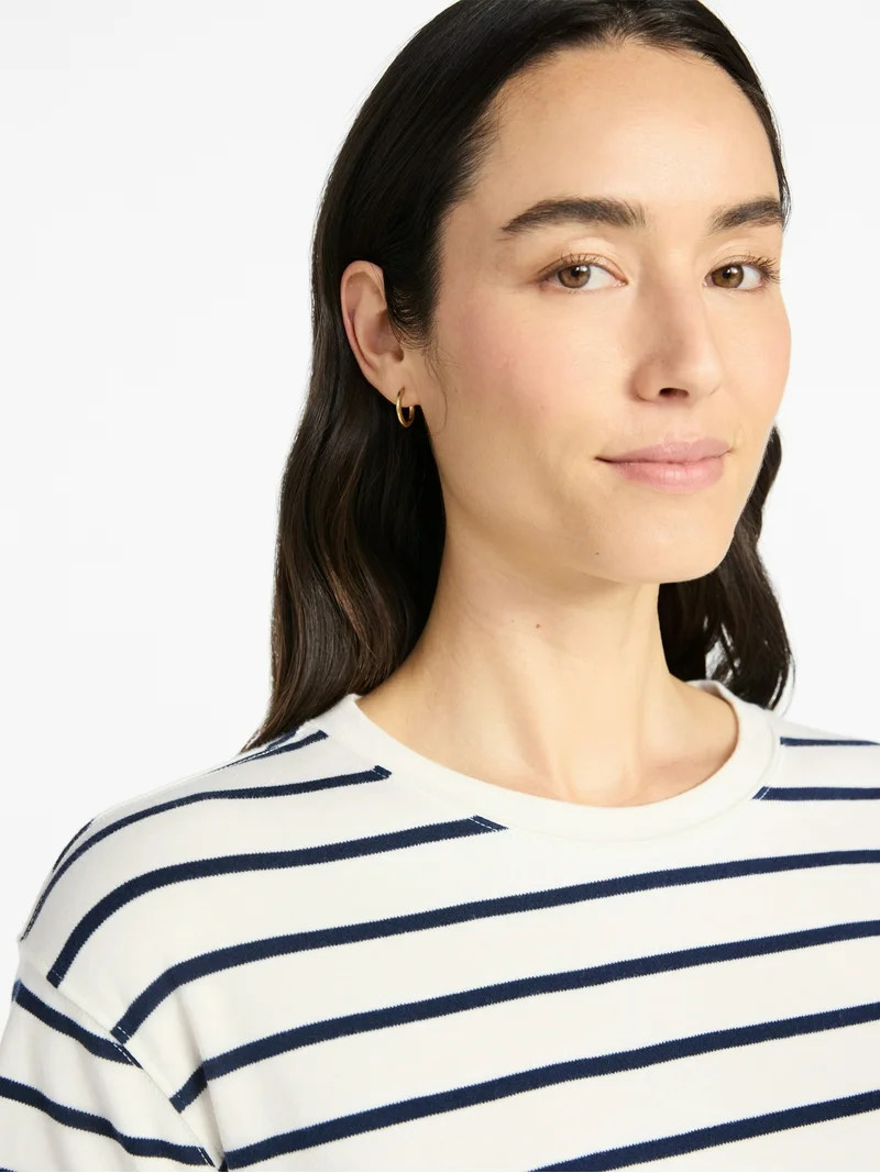 Time and Tru Women's Cotton T-Shirt Dress with Short Sleeves, Sizes XS-XXXL | Walmart (US)