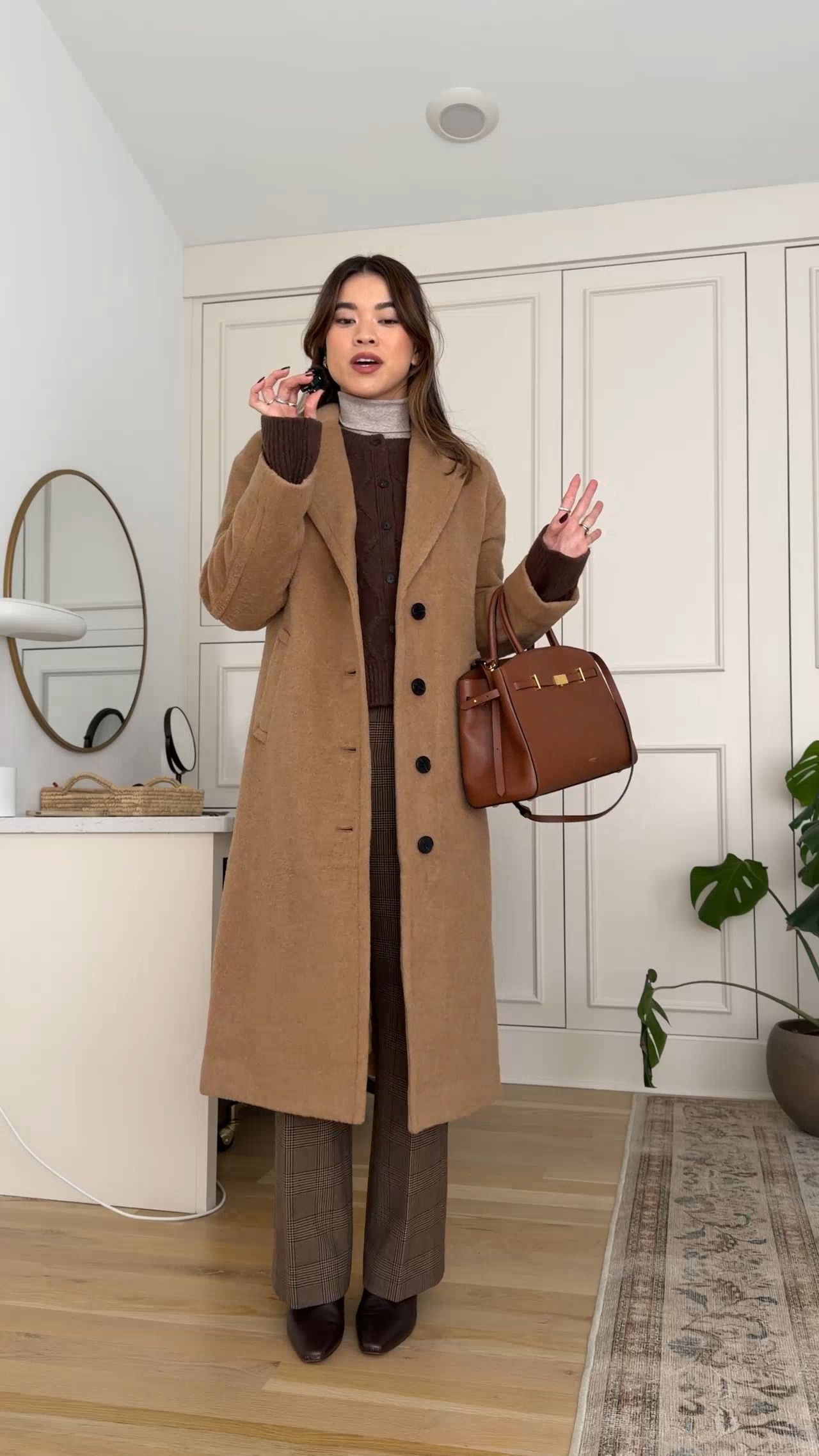 Sizing info: Pants 00 Short in tyson chk brown/taup, Turtleneck XS in Washed Heathered Grey, Cardigan Small in Brown Camo, Coat XS in Camel! petite fashion, get dressed with me, outfit inspiration, ootd, nashville outfit, Nashville influencer, petite style, vacation style, casual outfits, mom style, petite pants, winter dress, winter outfit, winter pants, winter outfit inpso, winter outfit idea, winter top, winter style, winter sweater, cozy sweater, cold weather sweater, cold weather outfit, winter bag, winter purse, denim, jeans, jacket, winter jacket, winter coat, trench coat, warm coat, 

 

#LTKHoliday #LTKmomlife #LTKPetite