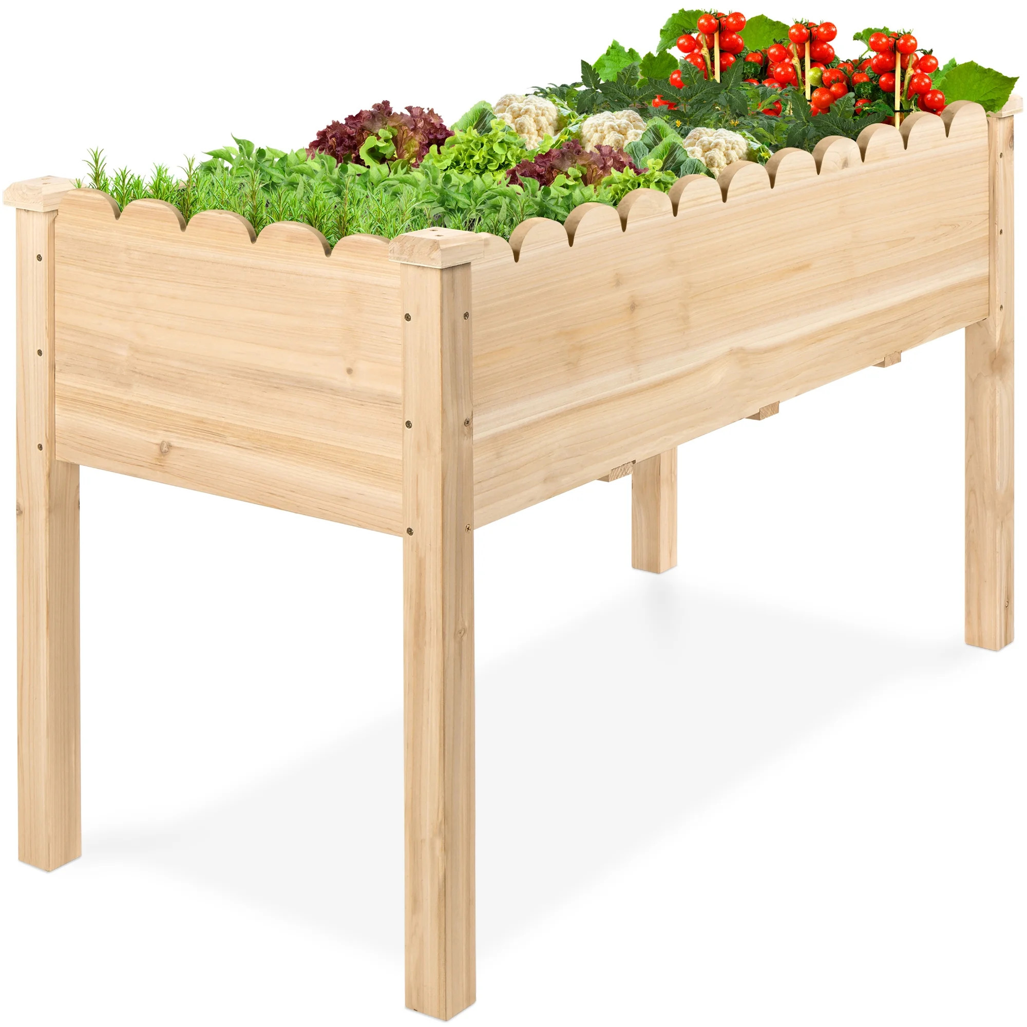 Best Choice Products 48x24x30in Raised Garden Bed, Scalloped Design, Elevated Wooden Planter for ... | Walmart (US)