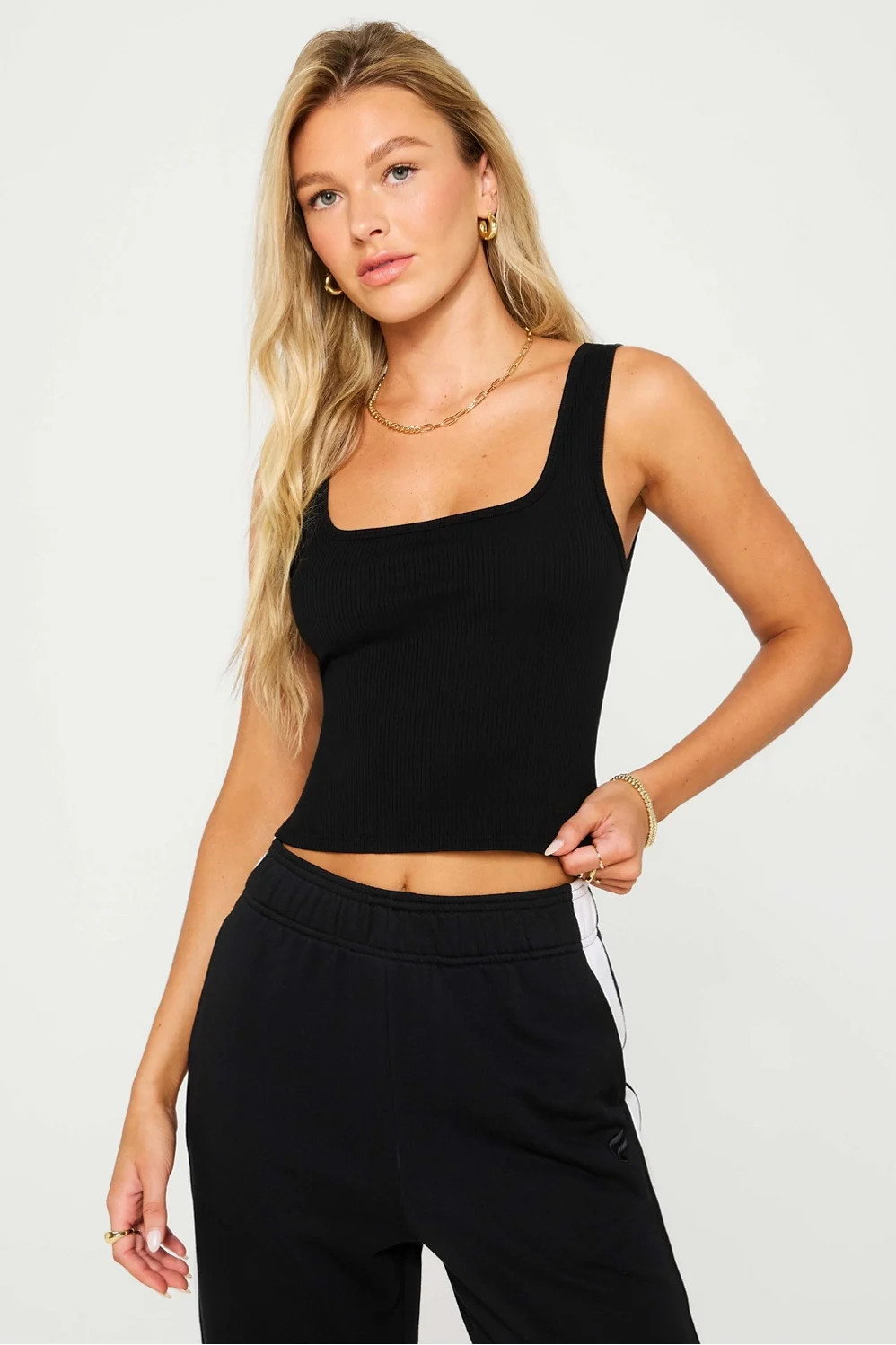 Daily Rib Cropped Square Neck Tank | Fabletics