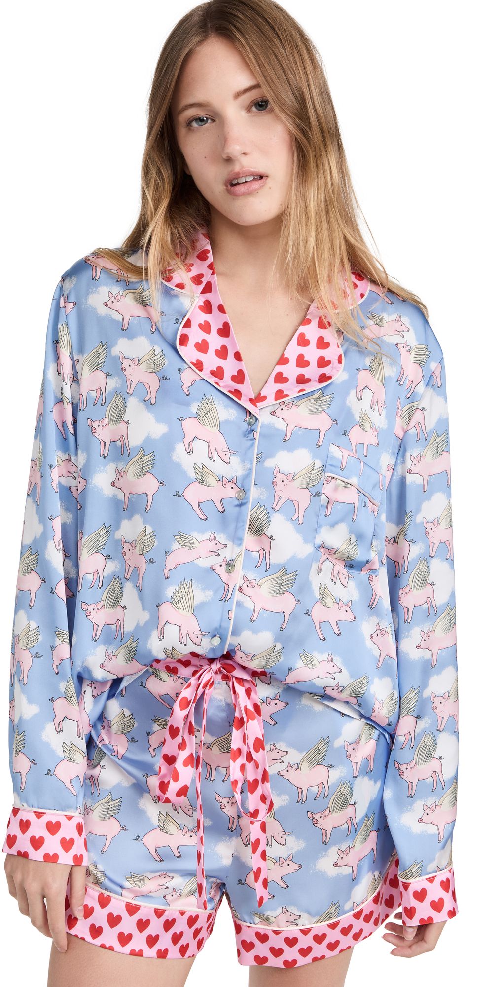 Pigs Might Fly Classic Long Sleeve Shirt with Shorts PJ Set | Shopbop