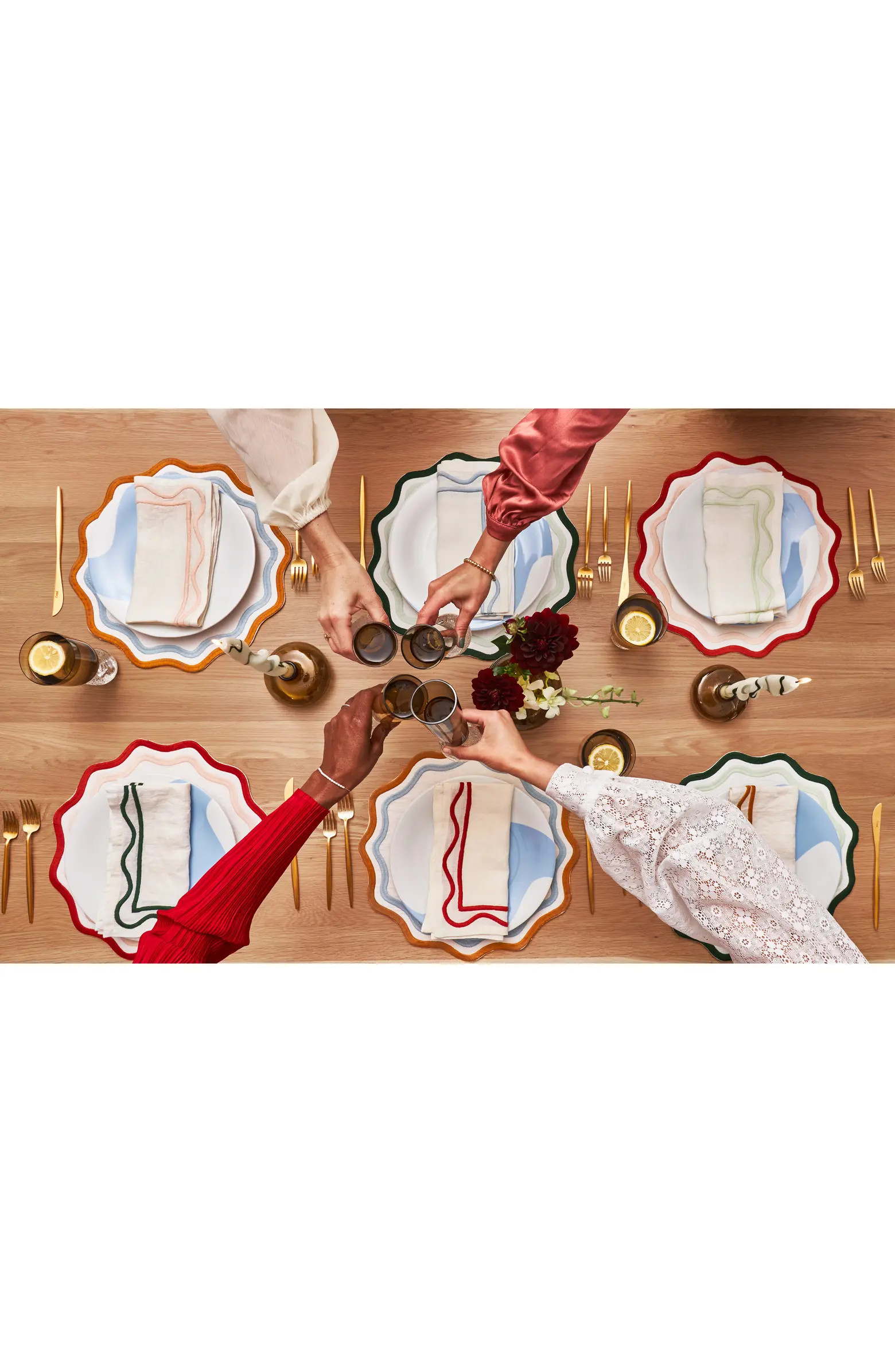 MISETTE Set of 4 Embroidered Linen Napkins | Nordstrom | Nordstrom