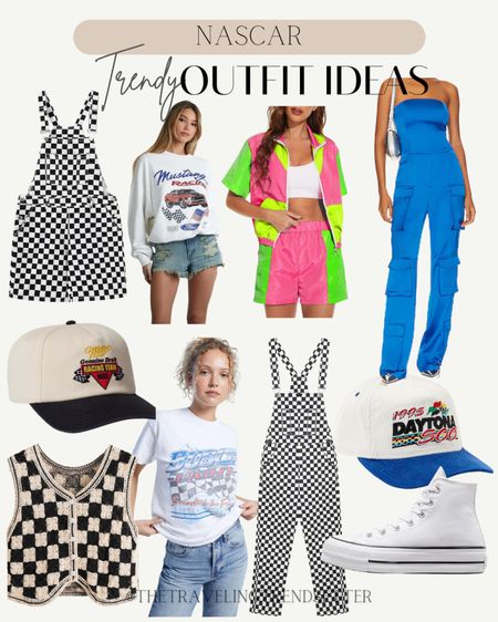 Trendy, NASCAR outfit ideas, summer outfit, spring outfit, checkered, jumpsuit, windsuit, trendy, viral pieces, forever, 21, trucker hat, vintage hat, converse, overalls, T-shirt, casual, vest, high top sneakers, white sneakers, white tennis


#LTKstyletip #LTKfindsunder50 #LTKFestival