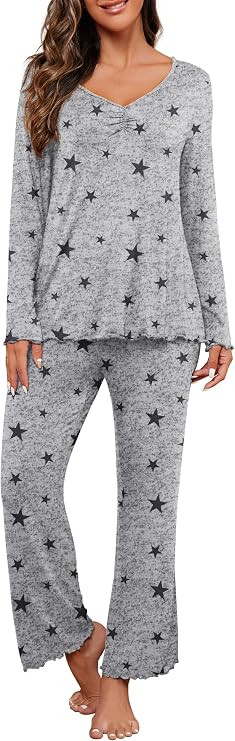 PrinStory Womens Pajama Sets Long Pjs Soft Lounge Sets | Amazon (US)