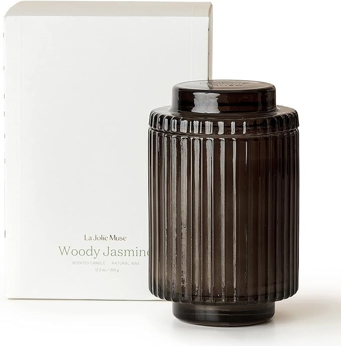 LA JOLIE MUSE Woody Jasmine Candles for Home Scented - Luxury Jar Candles with Aesthetic Glass, N... | Amazon (US)