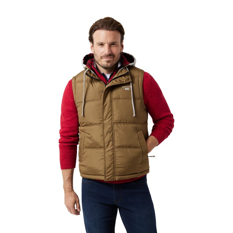 Chaps Men's & Big Men's Flannel Lined Hooded Puffer Vest Jacket | Walmart (US)
