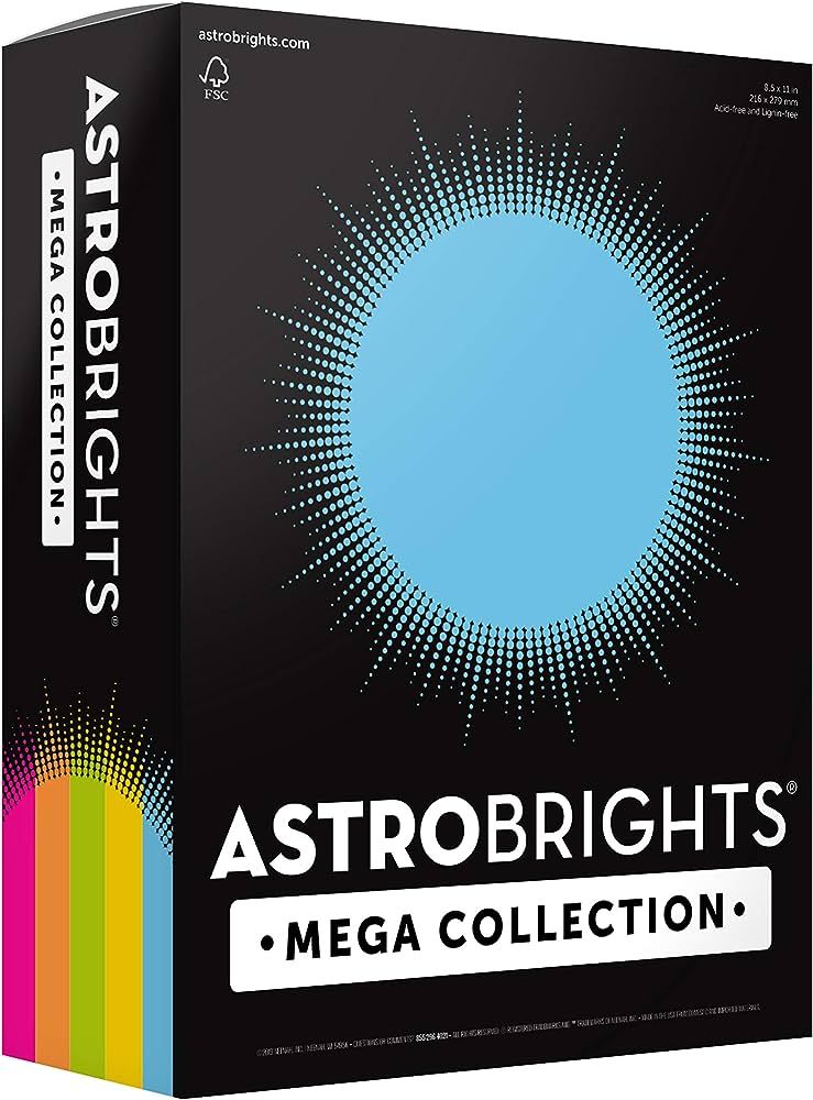 Astrobrights Mega Collection, Colored Paper, "Brilliant" 5-Color Assortment, 625 Sheets, 24 lb/89... | Amazon (US)