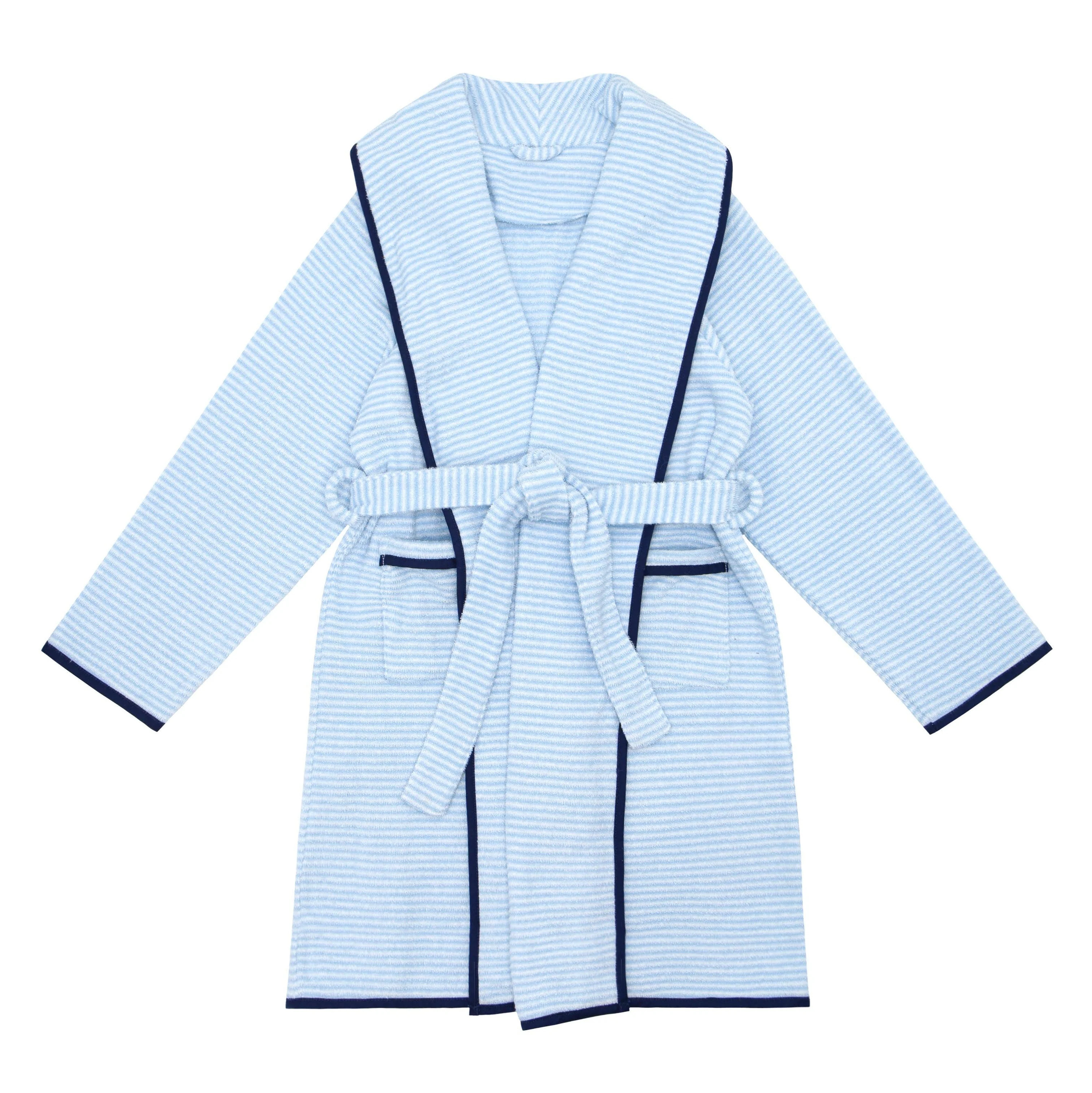 unisex powder blue stripe french terry robe | minnow