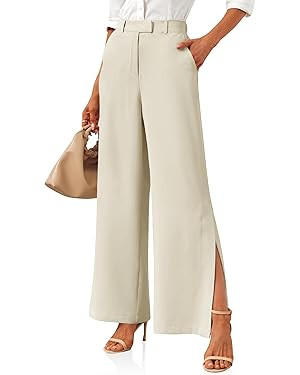 Cicy Bell Womens Side Split Dress Pants Elastic High Waisted Wide Leg Business Casual Trousers wi... | Amazon (US)