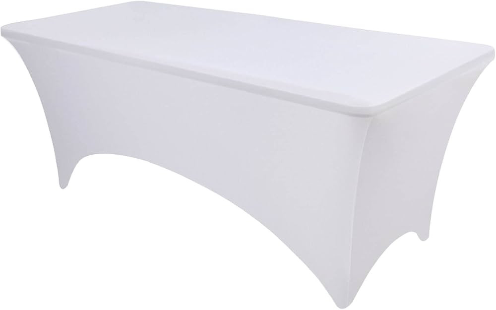 OutdoorLines Fitted Tablecloth White Table Clothes for 6 Foot Rectangle Table - Elastic Spandex M... | Amazon (US)