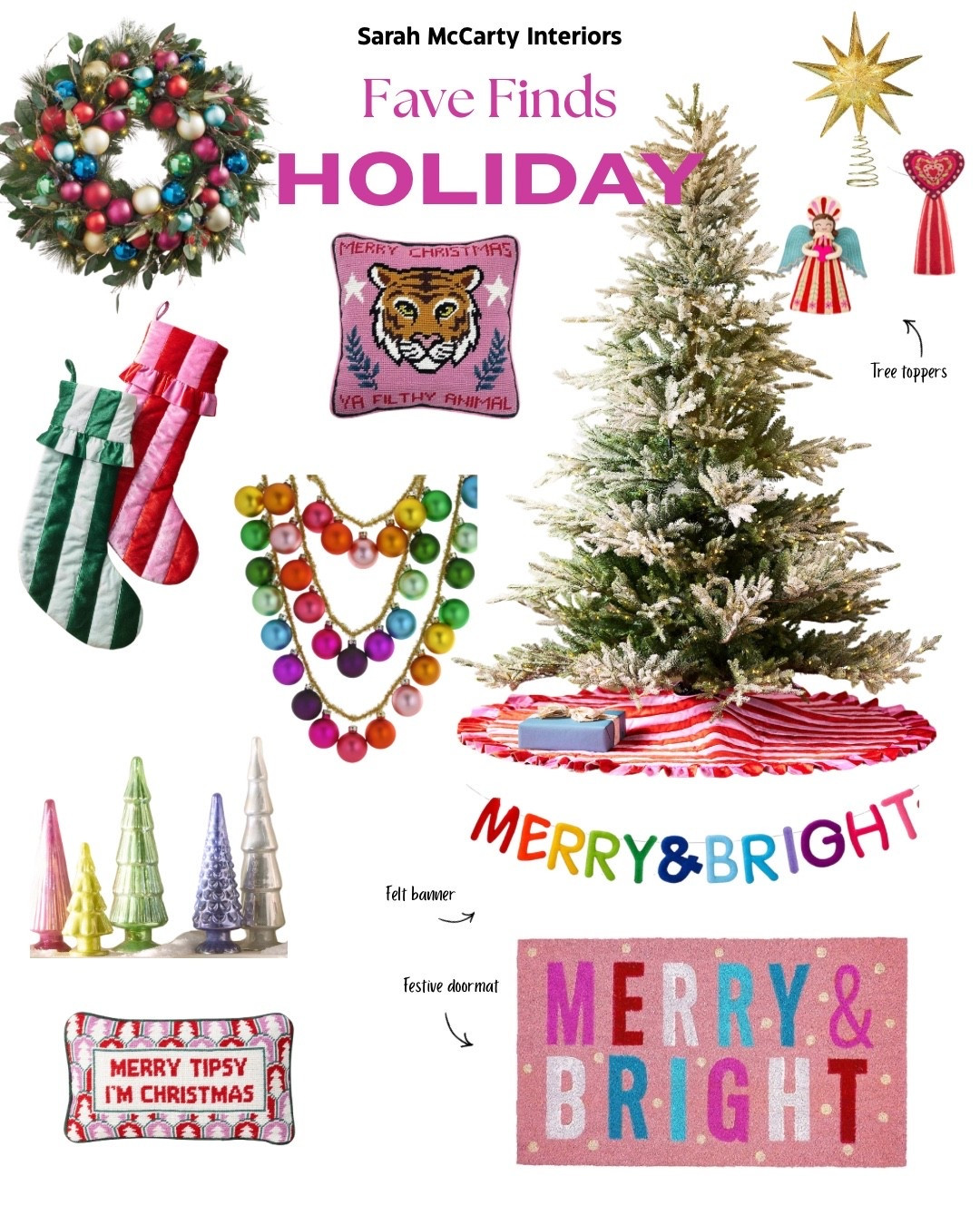 Colorful holiday finds! 🩷🎄Christmas decorations, stockings, garland, wreath, tree skirt, tree toppers, glass trees, pillows

#LTKHome #LTKSeasonal #LTKHoliday