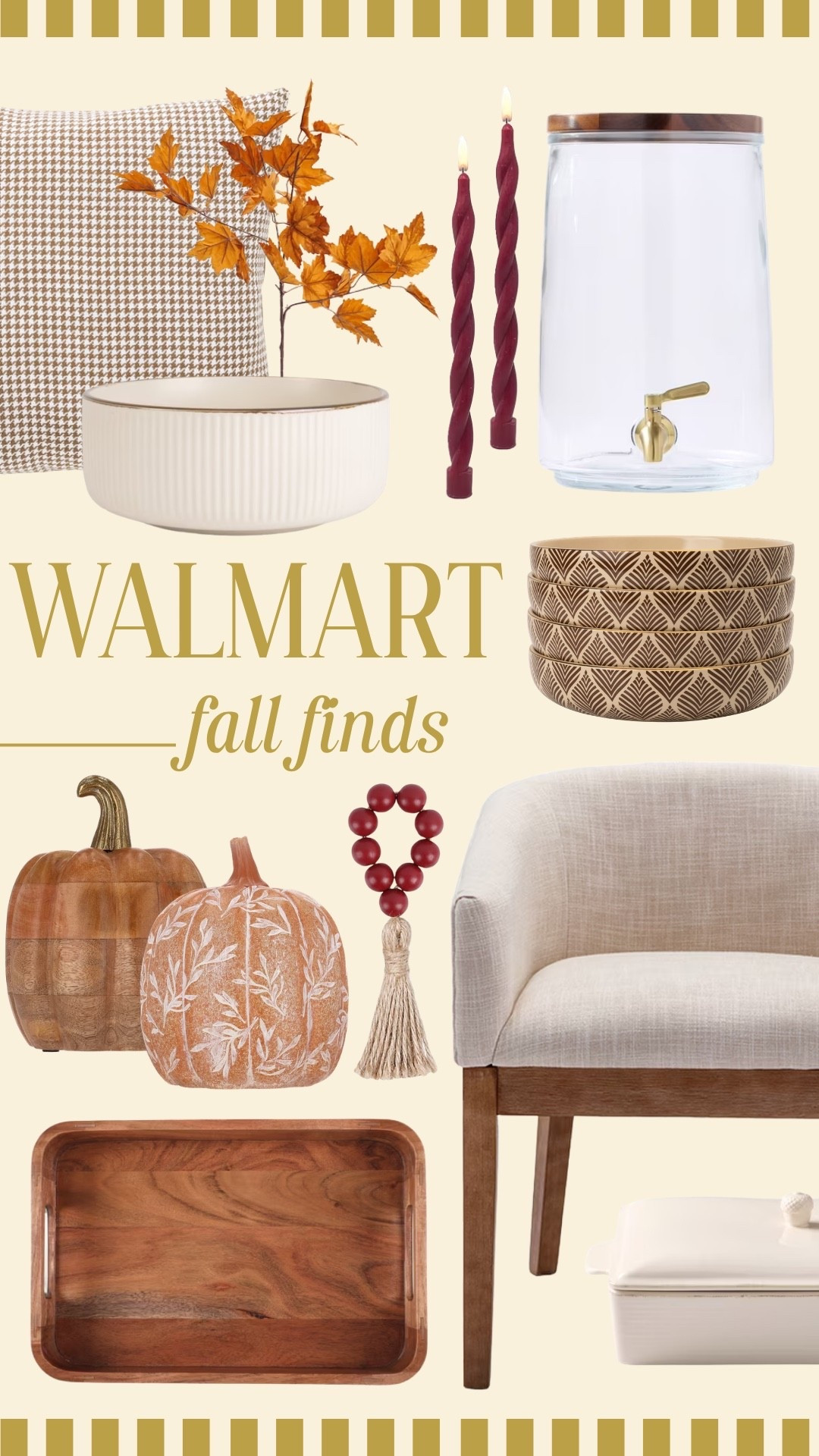 Walmart has me so ready to cozy up the house for fall! These Walmart fall home decor finds mix warm wood tones, burgundy candles, neutral dinnerware and textured accents for an easy cozy fall home refresh that feels seasonal without going overboard.

#LTKSeasonal #LTKxWalmart #LTKHome