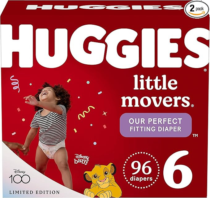 Huggies Little Movers Baby Diapers, Size 6 (35+ lbs), 96 Ct | Amazon (US)