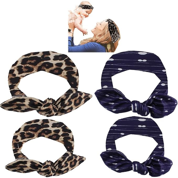 AHONEY Mommy and Baby Headband Set Baby Girl Headbands with Bows Mothers Day Gifts Knotted Elasti... | Amazon (US)