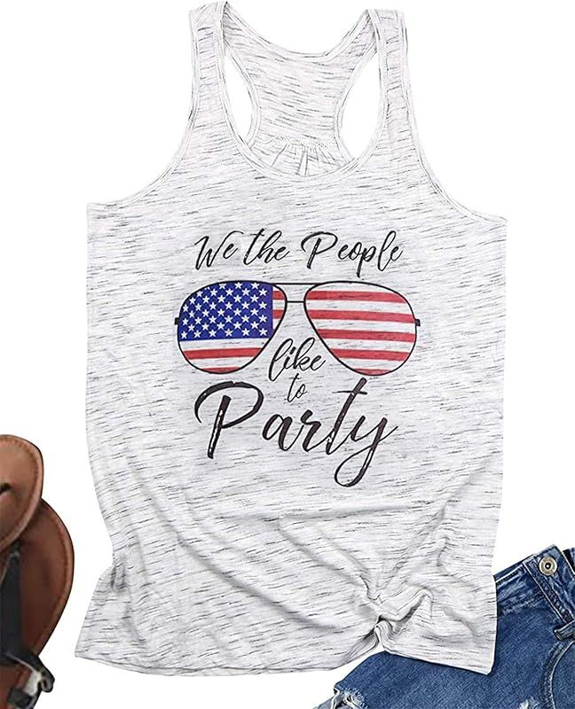 American Flag July 4th Womens Clothing Racerback Tank Tops Patriotic Shirts | Amazon (US)