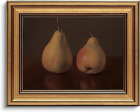 Gold Framed Wall Art Vintage Canvas Wall Art Pear Fruits Shelf Decor for Kitchen Artwork Prints P... | Amazon (US)