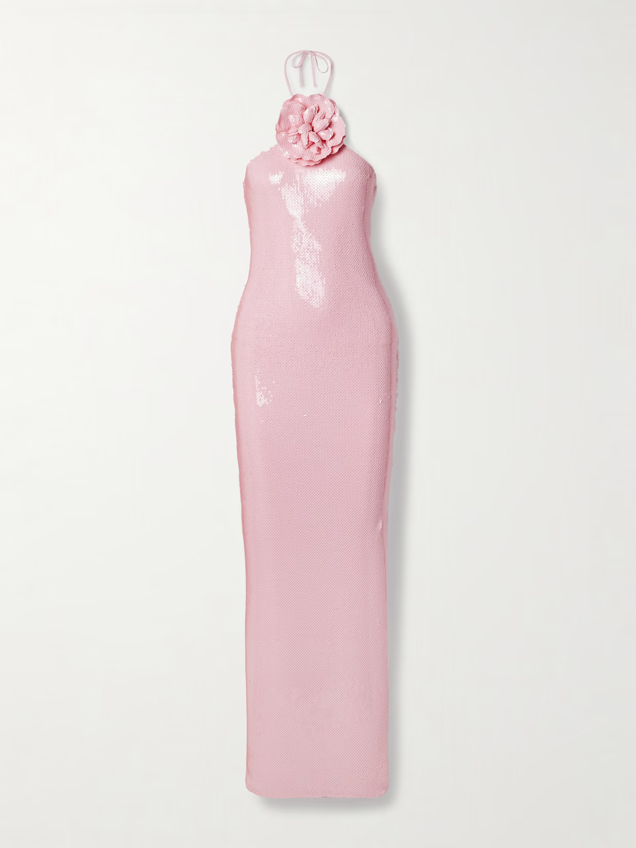Rodarte - Appliquéd Sequined Tulle Halterneck Gown - Pink | NET-A-PORTER (US)