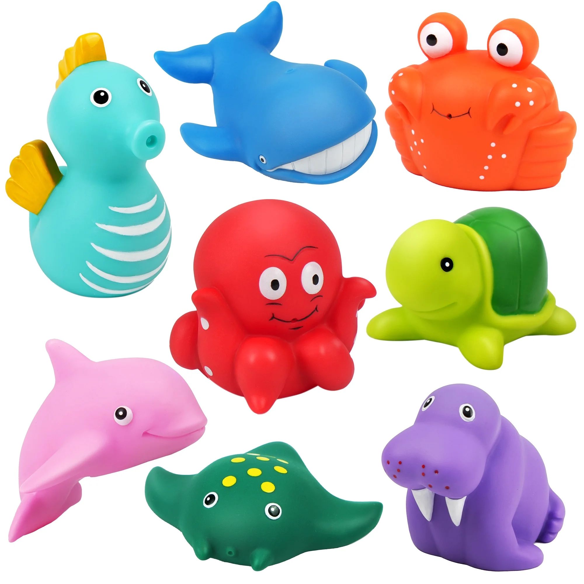 LotFancy 8Pcs Bath Toys for Toddler Infant, No Hole Mold Free Sea Animal Baby Bath Tub Toys - Wal... | Walmart (US)