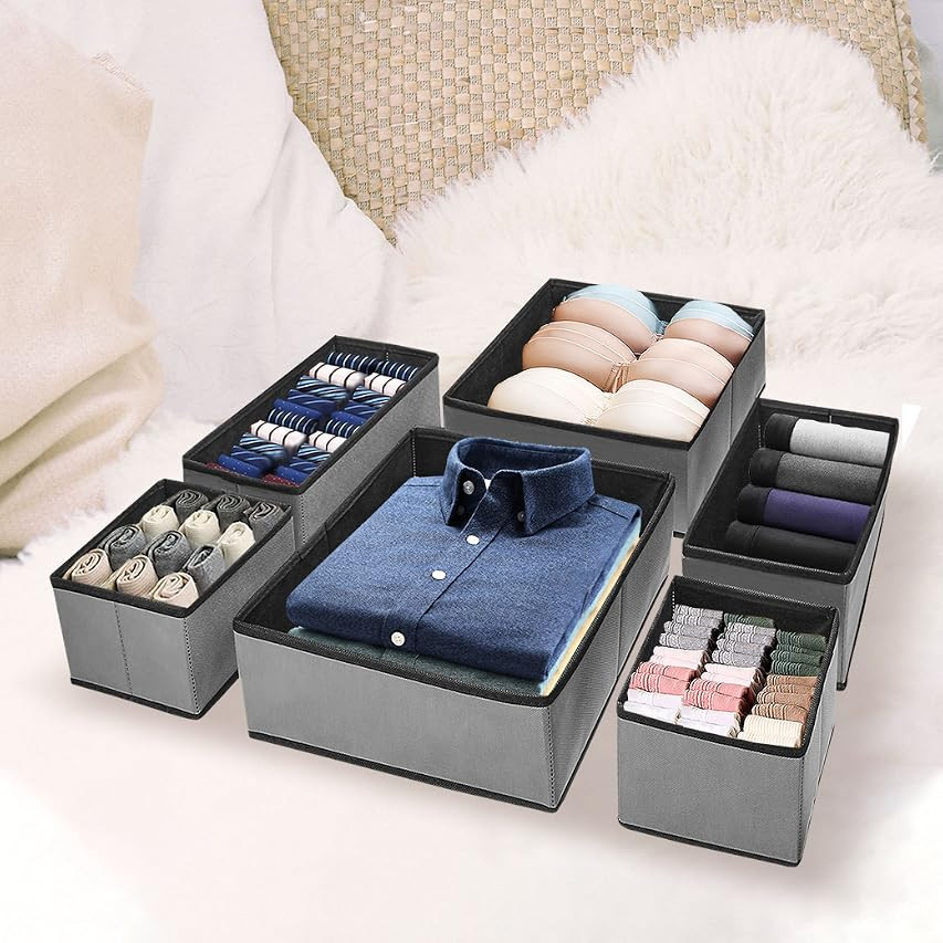 Amazon.com: SimpleHouseware Closet Underwear Organizer Drawer Divider 4 Set, Gray : Home & Kitche... | Amazon (US)