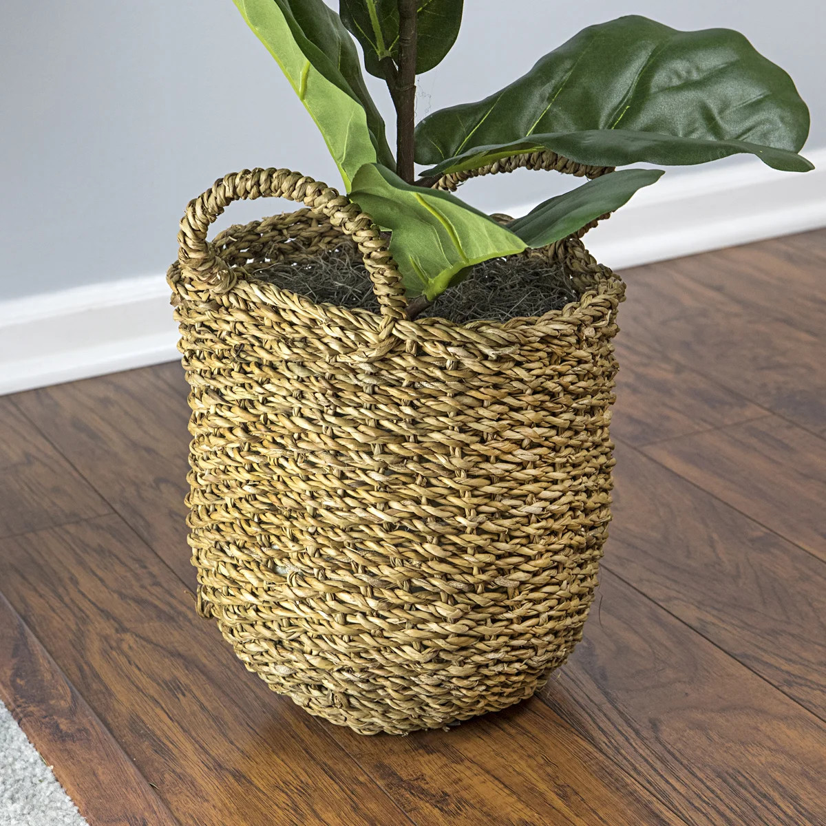 36'' Faux Fiddle Leaf Fig Plant in Wicker/Rattan Basket | Wayfair North America