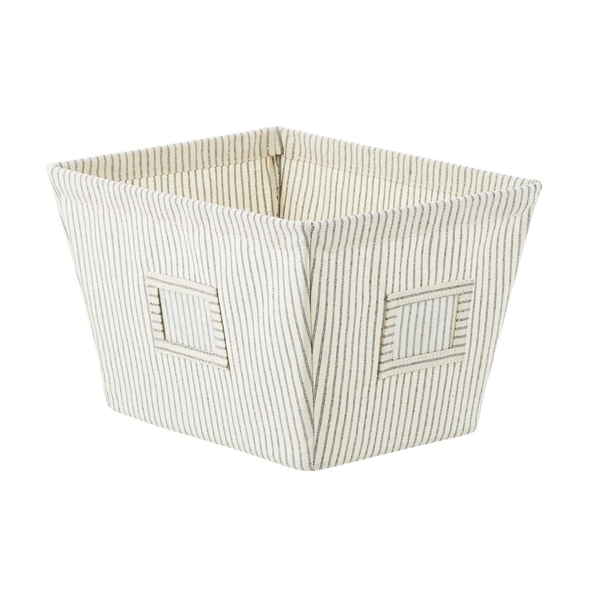 Farmhouse Open Canvas Storage Bins with Labels | The Container Store