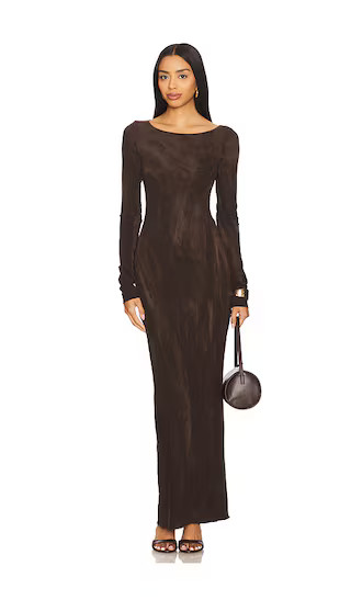 Marbella Long Sleeve Maxi Dress in Vintage Chocolate | Revolve Clothing (Global)