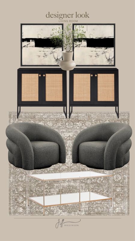Designer look living room from Amazon! 

Chairs, cabinet, artwork, wallart, coffee table, vase, rug, home decor 

#LTKHome #LTKSaleAlert #LTKFindsUnder100