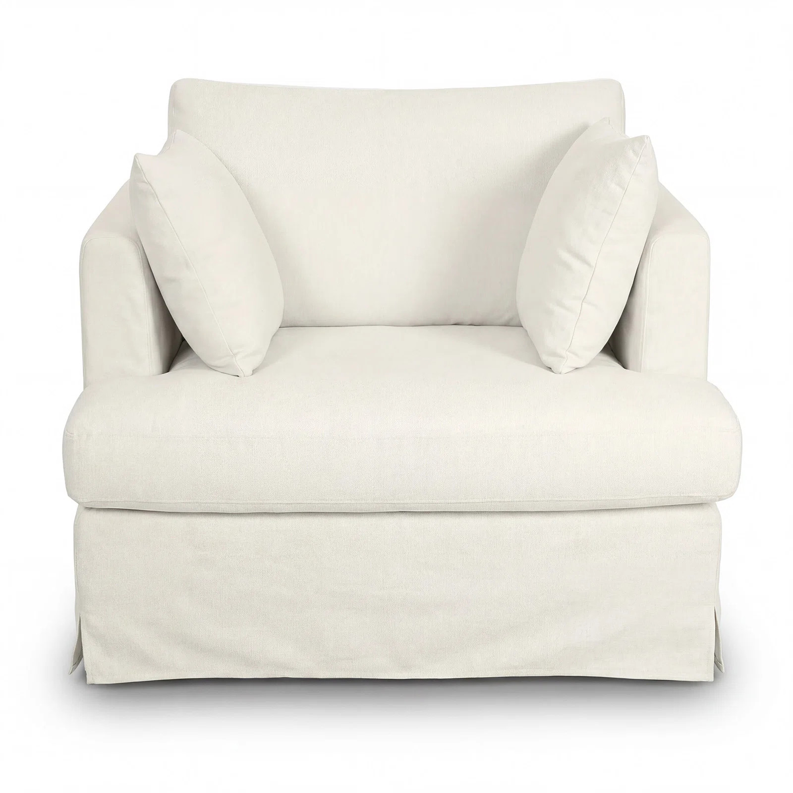 Oversized Accent Chair, 40.2" Coastal Upholstered Single Armchair With 30" Seat, Removable Slipcover, Plush Backrest, 2 Throw Pillows For Living Room | Wayfair North America