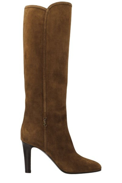 Saint Laurent Logo Plaque Jane Boots | Cettire Global