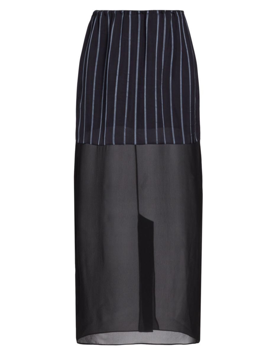 Striped & Sheer Midi-Skirt | Saks Fifth Avenue
