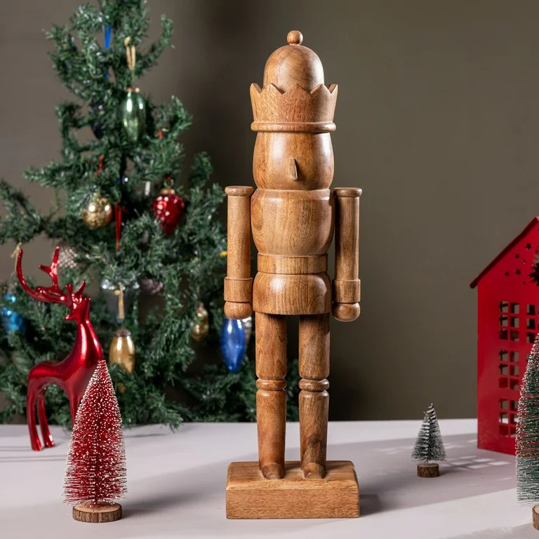 Natural Wood Nutcracker Christmas Decor, 25 in, by Holiday Time - Walmart.com | Walmart (US)