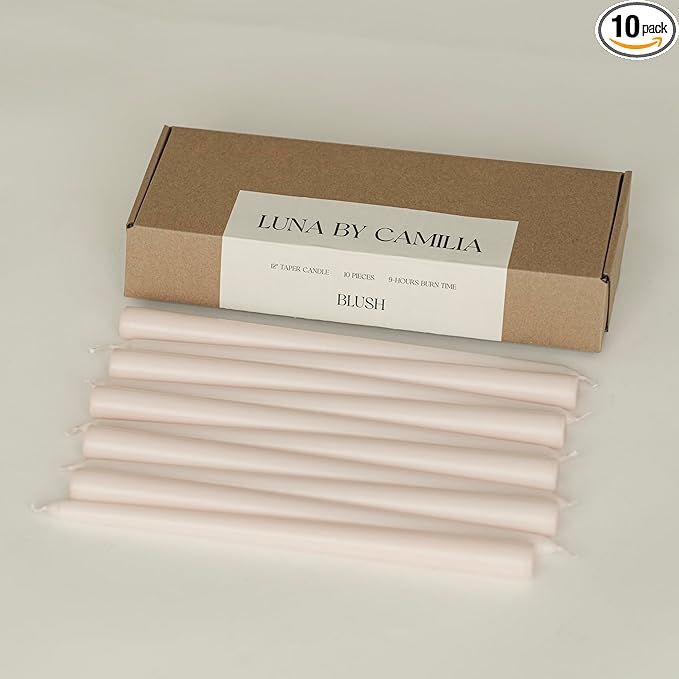 10 Pieces Luna By Camilia 12 Inch Taper Candles, Wedding & Events Taper Candles… (Blush) | Amazon (US)