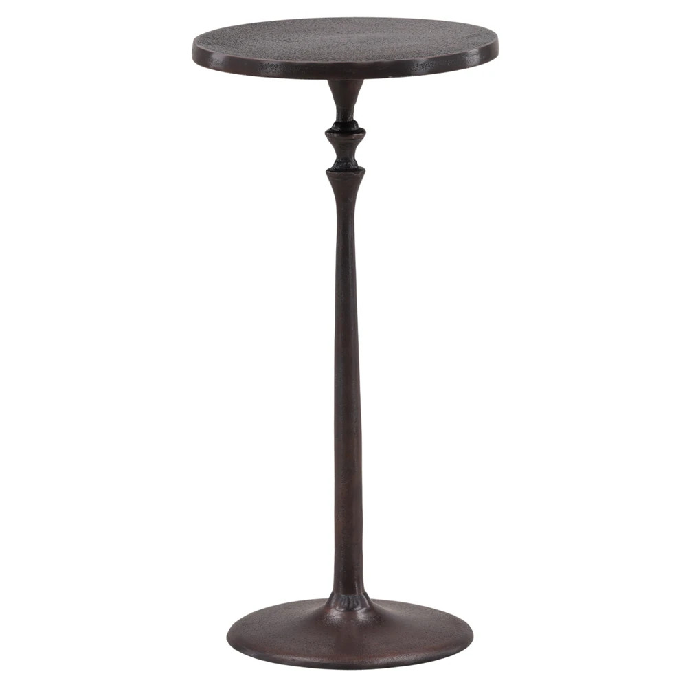 Mona Updated Traditional Bronze Aluminum Round Drink Table | Kathy Kuo Home
