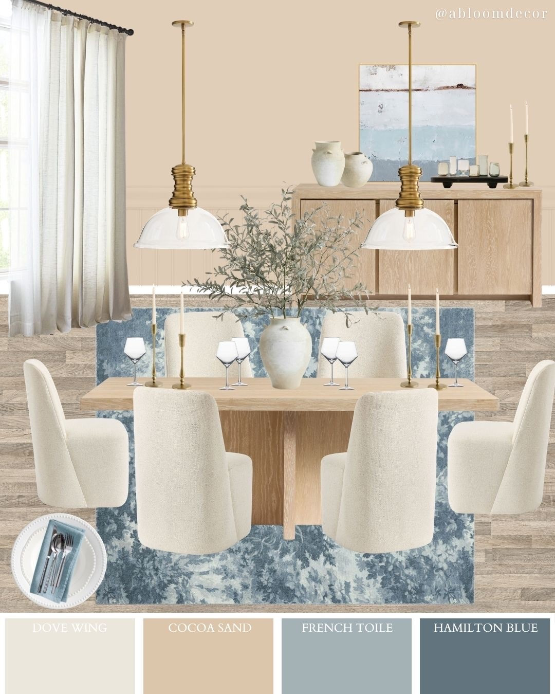 Dusty Blue Floral Modern Dining Room Design

#LTKHome