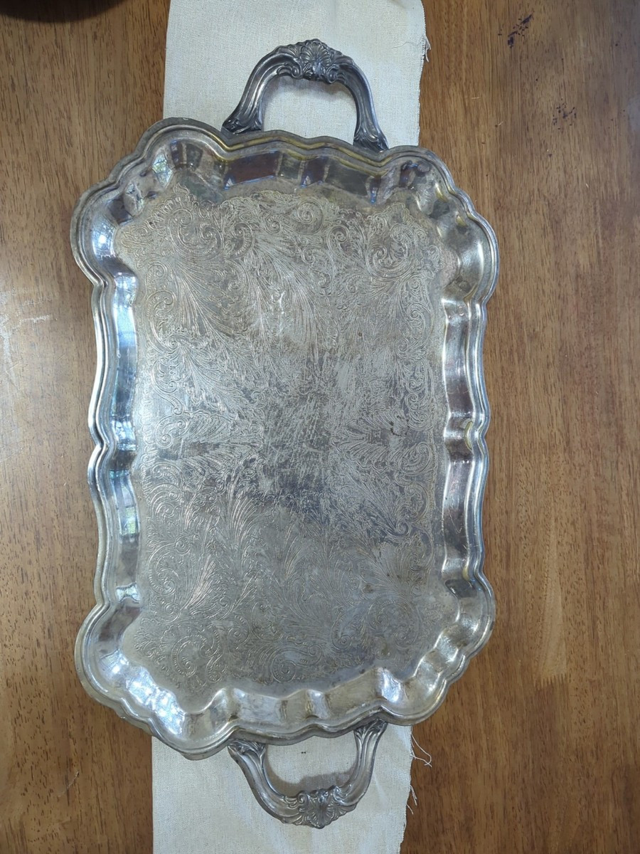 VINTAGE  F.B. ROGERS SILVER 1883 SILVER-PLATED LARGE  FOOTED SERVING TRAY | eBay US