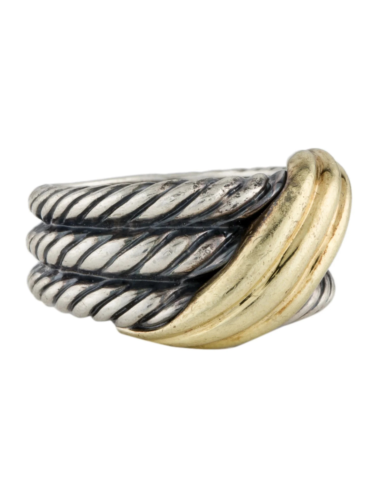 Two-Tone Crossover Band Ring | The RealReal