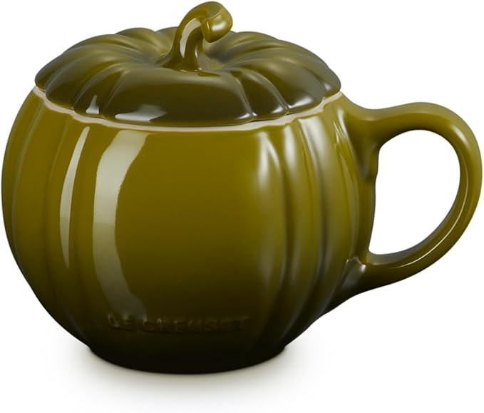 Le Creuset Stoneware Pumpkin Mug with Lid, 14 oz., Olive | Amazon (US)