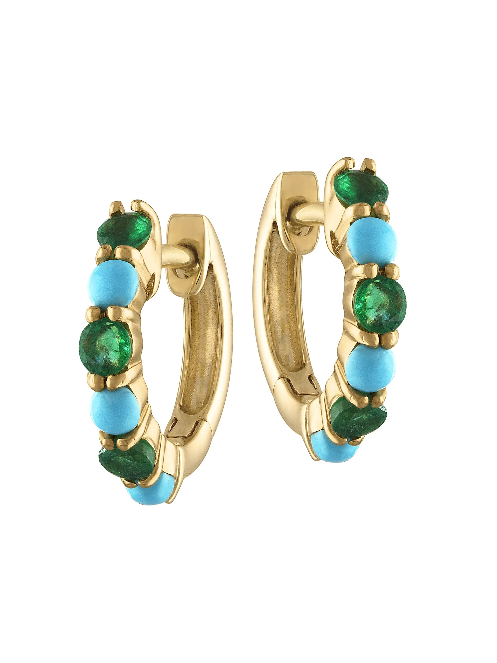 14K Yellow Gold & Multi-Gemstone Huggie Hoop Earrings | Saks Fifth Avenue