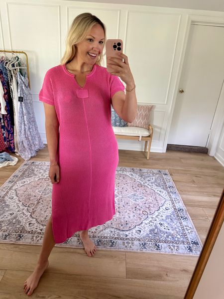 Lightweight knit dress, would make for a great cover up as it’s a little sheer and can see a bathing suit underneath! I’m wearing a large 

#LTKMidsize #LTKSwim #LTKSeasonal