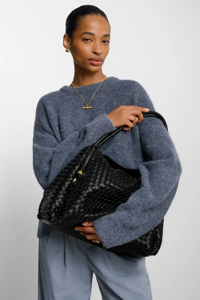 Nova Hand Woven Large Shoulder Bag in Black | Nordstrom