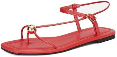 Strappy Flat Sandals for Women Comfortable Dressy Summer Beach Thong Flip Flop Slide Sandals with... | Amazon (US)