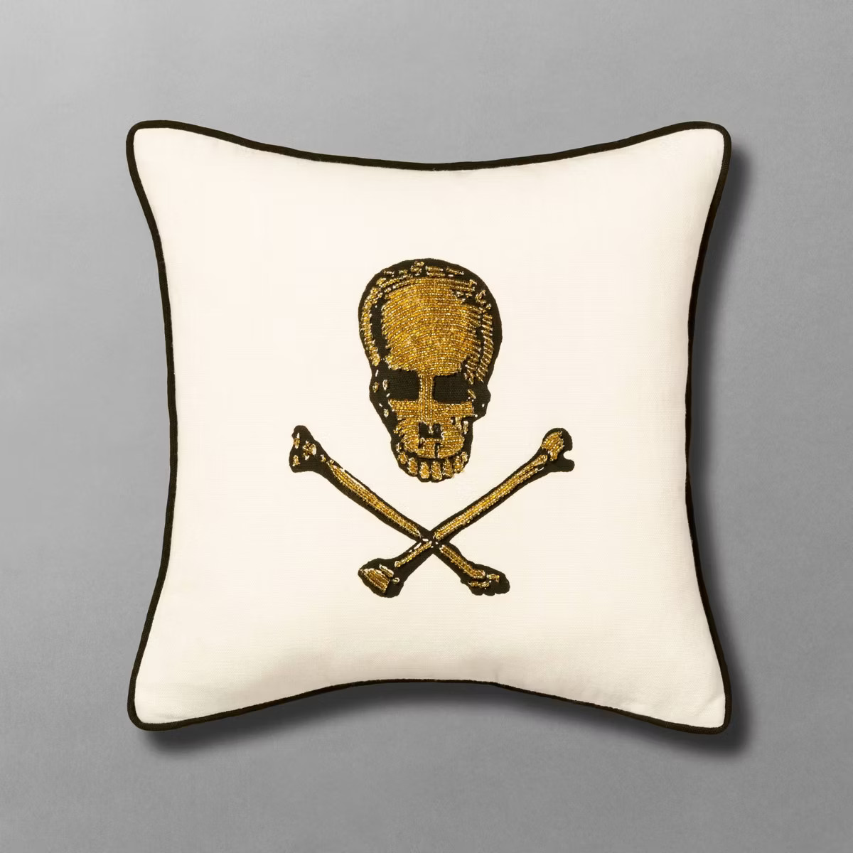 12"x12" Beaded Skull and Crossbones Square Throw Pillow - John Derian For Target | Target