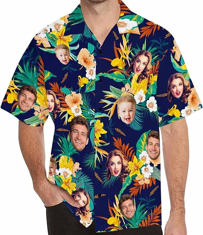 Custom Hawaiian Shirt with Face for Men Personalized Funny Button Down Hawaiian Shirts with Photo... | Amazon (US)