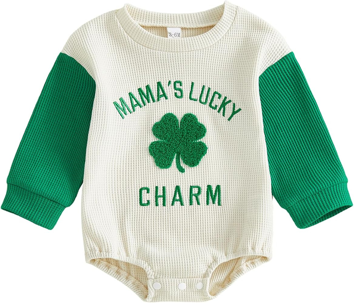 YINGISFITM Baby Boy Girl St Patricks Outfit Newborn My First St Patricks Clover Bubble Sweatshirt... | Amazon (US)