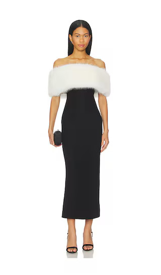 Nella Midi Dress in Black And White | Revolve Clothing (Global)