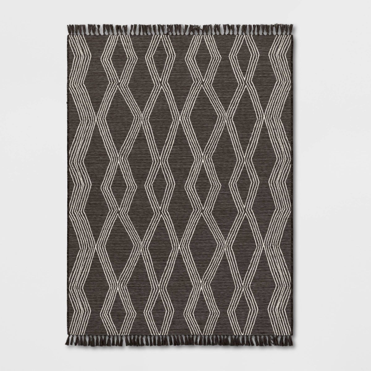 Modern Diamond Tapestry Rectangular Woven Outdoor Rug Charcoal Gray - Threshold™ | Target