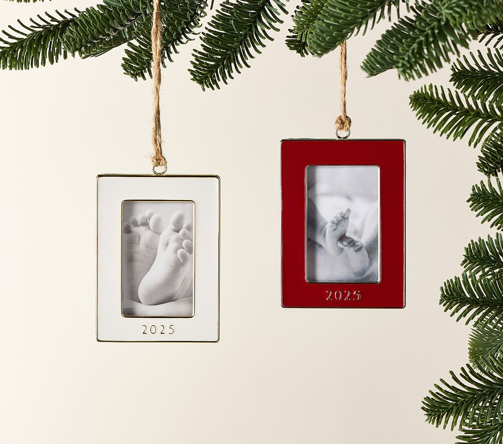 Dated Enamel Rectangle Frame Ornaments | Pottery Barn Kids